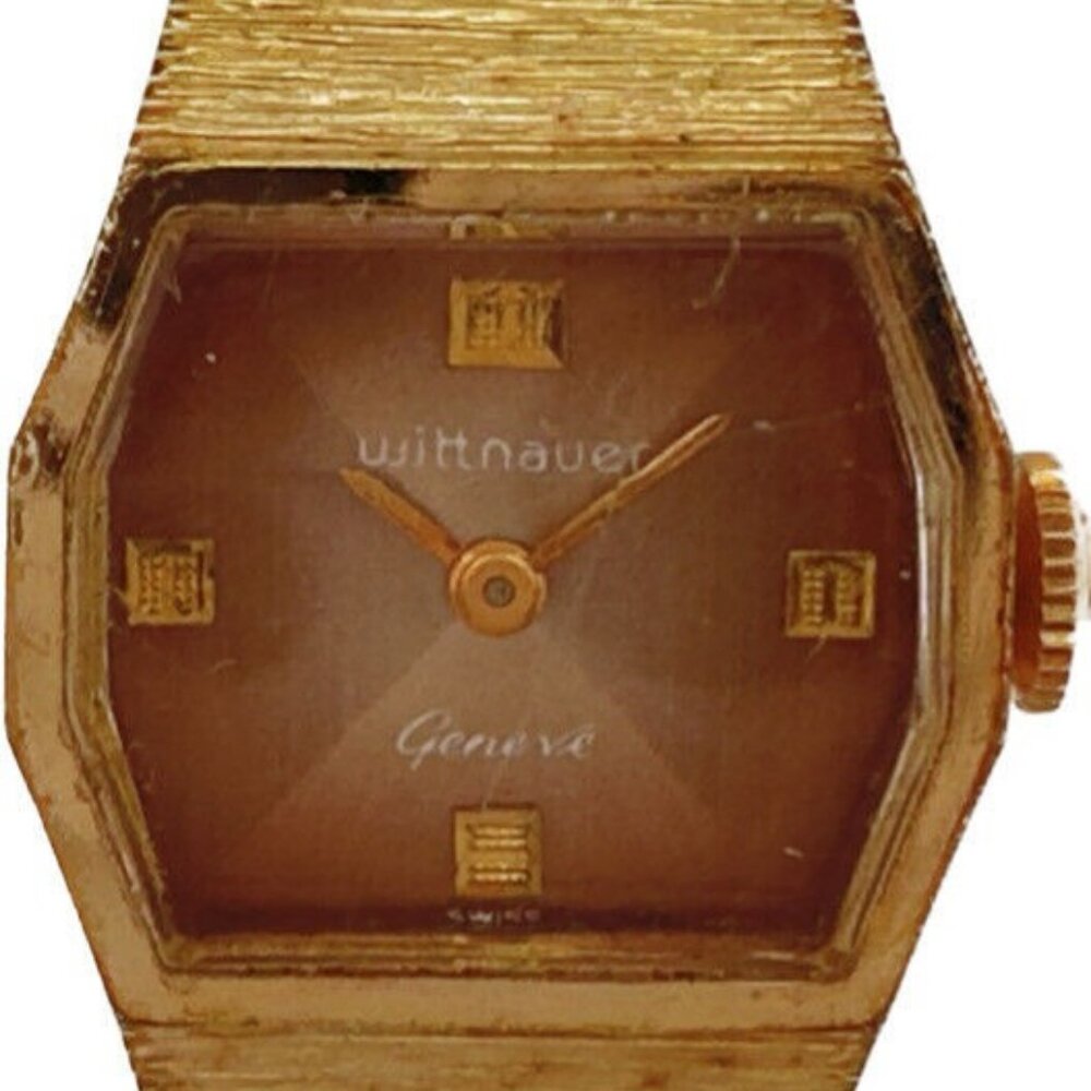Vintage Wittnauer Bark Style Ladies Mechanical Wristwatch 5K w Hour Glass Dial - Picture 1 of 10